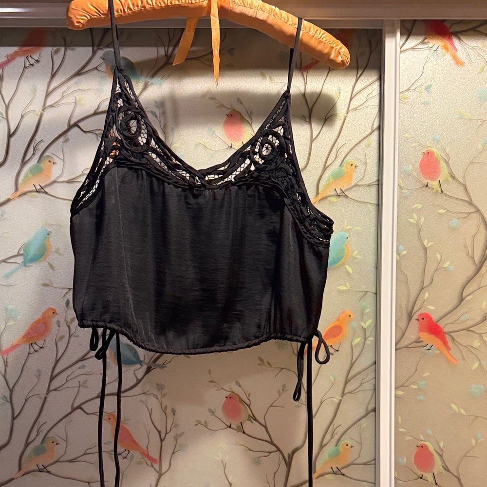 Free People Black Lace Detail Camisole